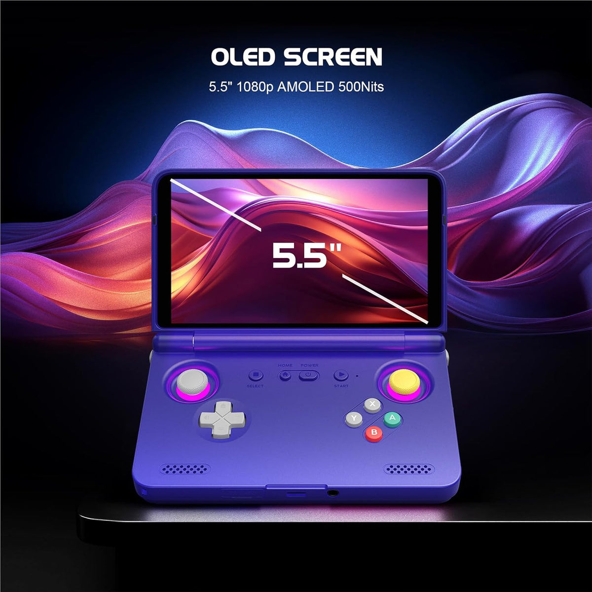 CALMORA Retroid Pocket Flip 2 Retro Game Console, 5.5" AMOLED 1080P Display, Hall Effect Sticks, 5000mAh Battery, Portable Android Handheld (Black)
