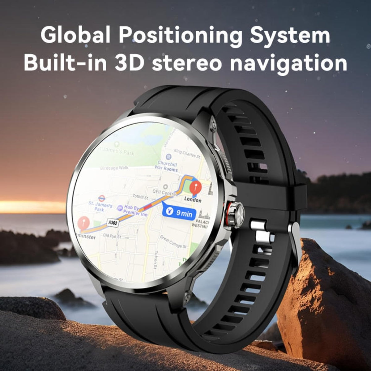CALMORA H99 4G LTE Android Smartwatch, GPS WiFi Smart Watch with SIM Card Slot, HD Camera, Heart Rate Monitor, Fitness Tracker, Social Media Apps Support, Black