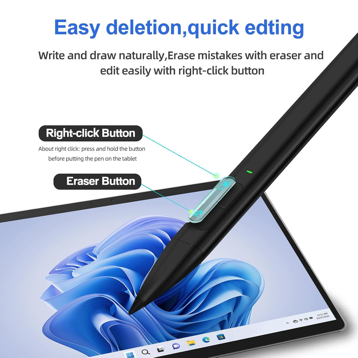 CALMORA Slim Pen 2 for Microsoft Surface with 4096 Pressure, Eraser & Right-Click, Palm Rejection,Graphite Nib,for Surface Pro 12/11/10/9/8/7/6/5/4/X,Surface Go 4/3/2,Book 3/2/1,Laptop1-6,Surface Studio 2+/2