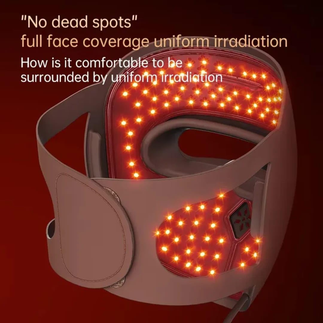 CALMORA Laser Therapy Face Mask, Red Light LED Facial Mask with 4 Wavelengths, Anti-Aging Skin Tightening, Wrinkle Reduction, Collagen Boost