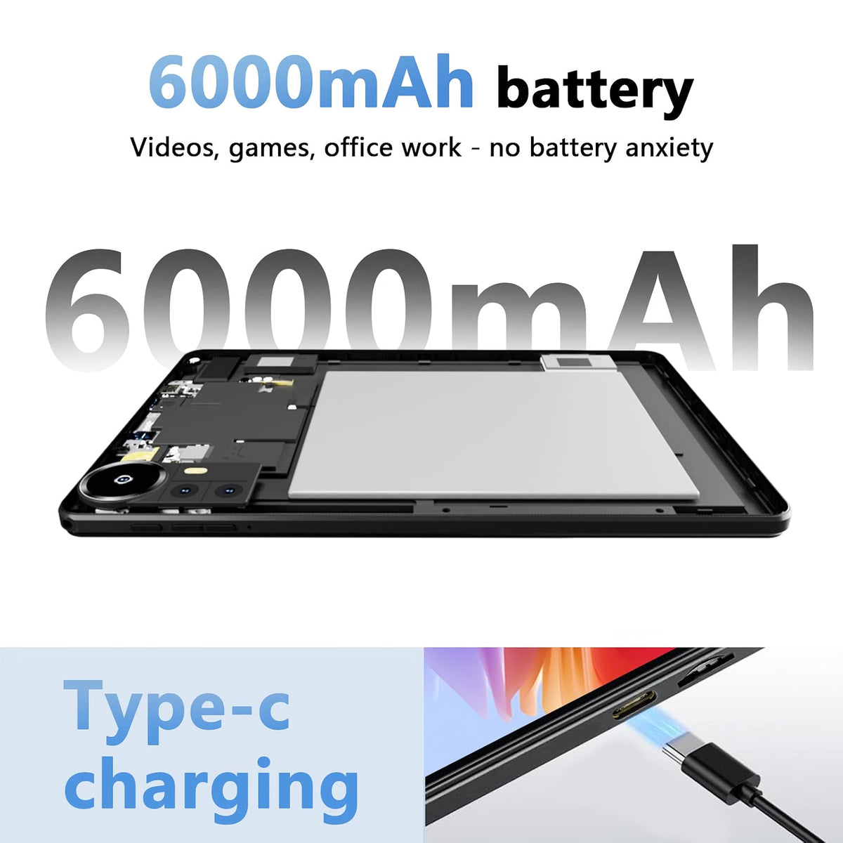 CALMORA Android 16 10Inches Tablets, 20GB RAM 128GB ROM 1TB Expandable, 2GHz Octa-core Processor, 2 in 1 Tablet with Stylus Mouse Keyboard Case, 5G WiFi6, BT 5.0, 6000mAh, Widevine L1, GMS