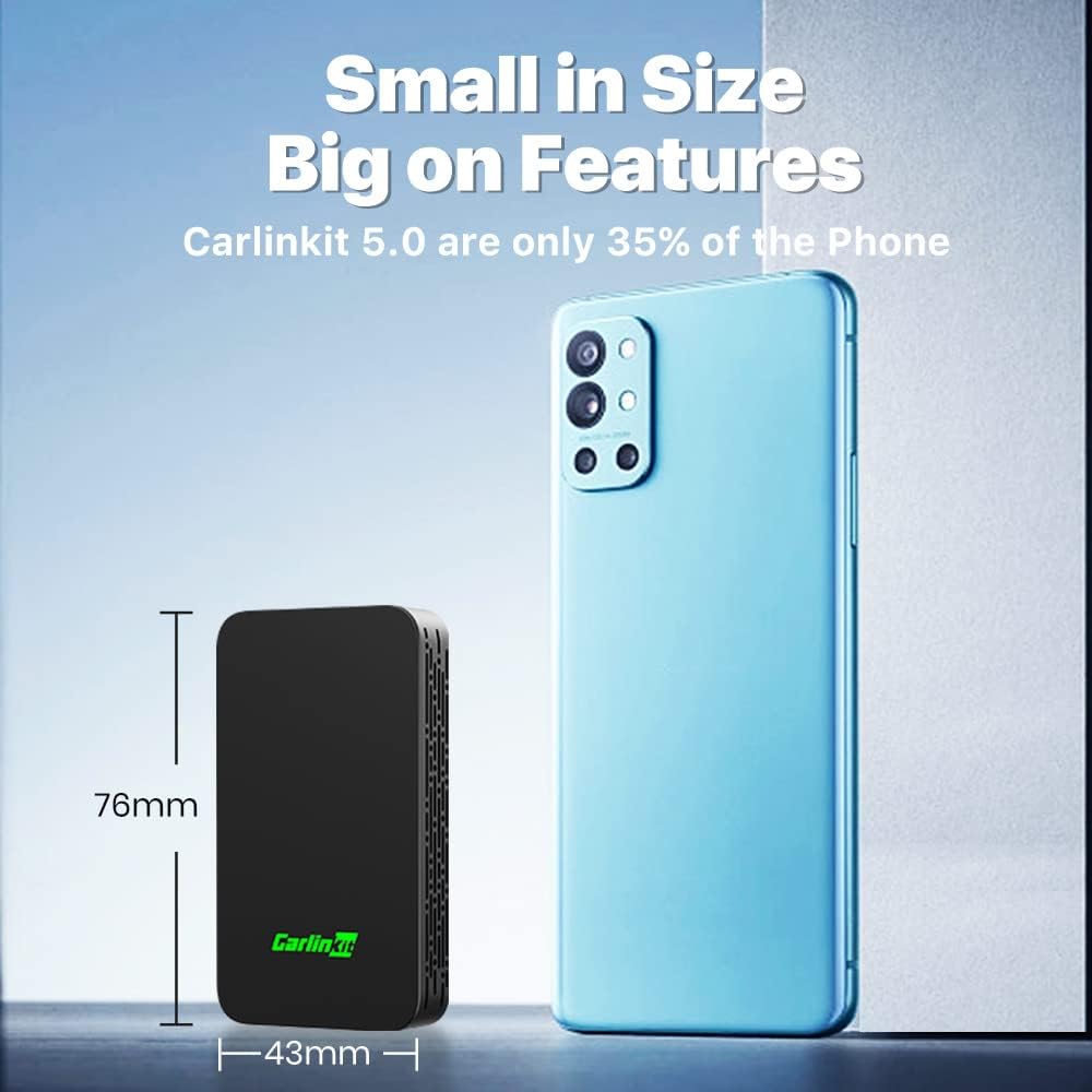 CARLINKIT 5.0 Wireless Adapter for CarPlay/Android Auto - Ultimate Performance: Unbeatable Stability, Low Latency, Siri/Google Assistant, Compatible with Wired CarPlay/Android Auto Vehicles