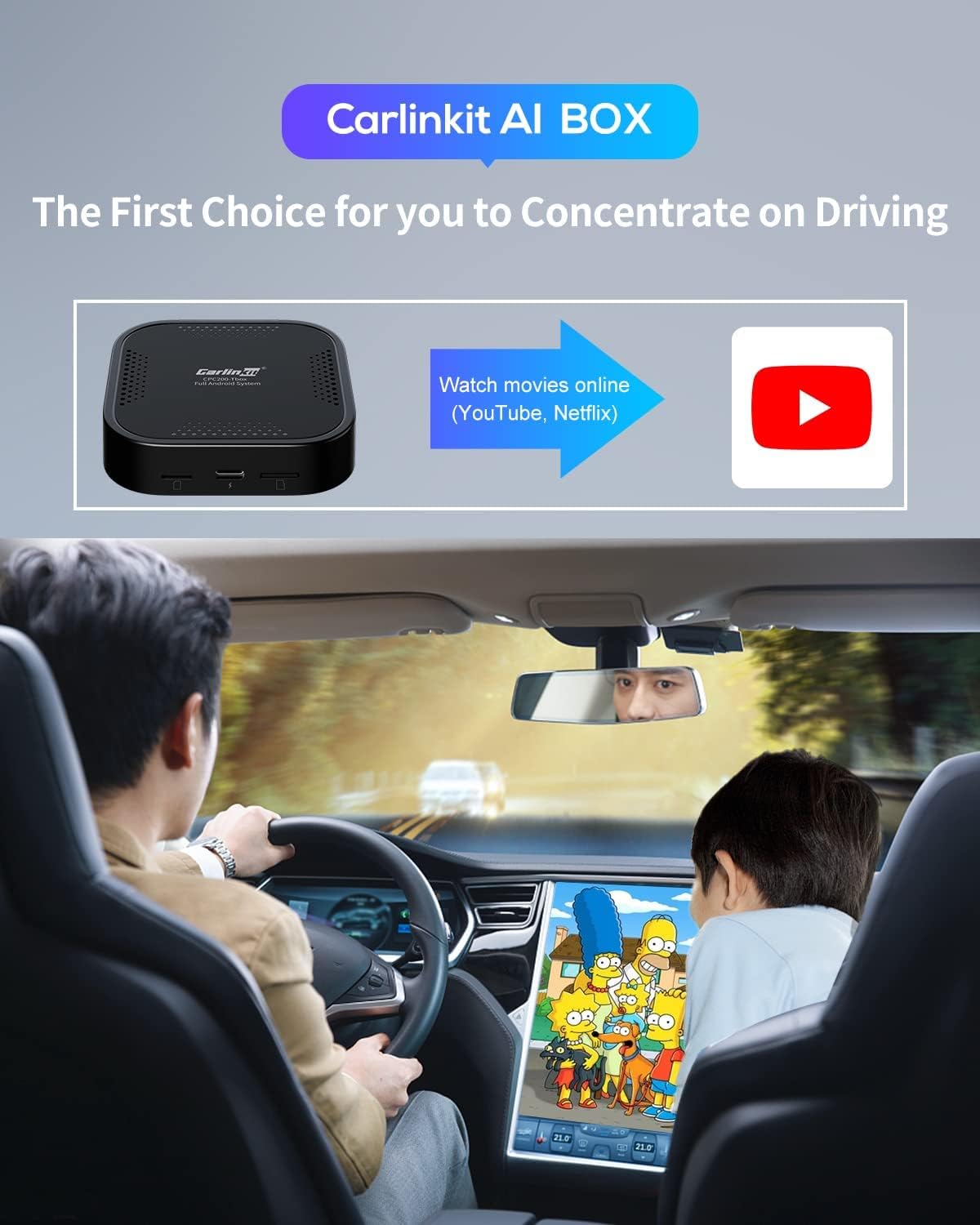 2023 CarlinKit ai Box Android Auto Wireless 4G Cellular,4+64G,8Core, Only Fit for Cars with OEM/Factory Wired CarPlay,Wireless CarPlay&Android System,Built-in Navigation,Support YouTube Netflix,etc