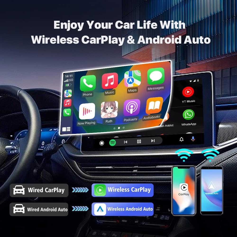 CARLINKIT 5.0 Wireless Adapter for CarPlay/Android Auto - Ultimate Performance: Unbeatable Stability, Low Latency, Siri/Google Assistant, Compatible with Wired CarPlay/Android Auto Vehicles