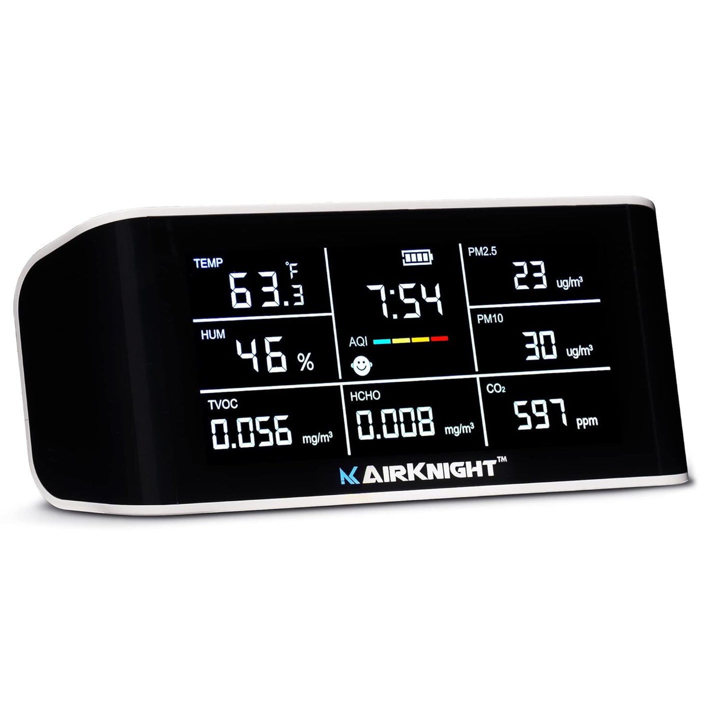 AirKnight 9-in-1 Indoor Air Quality Monitor, Portable CO2 Monitor | VOC Sensor | Formaldehyde Detector