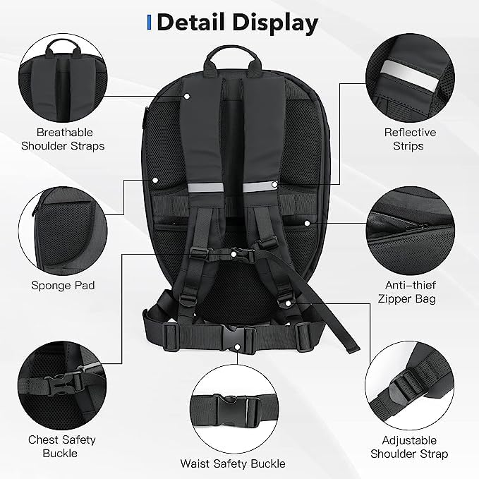 CalmoraLED Backpack HELMET Bag Motorcycle Riding Backpack, Hard Shell Travel Bag LED Motorbike Luggage Bags High-Capacity Helmet