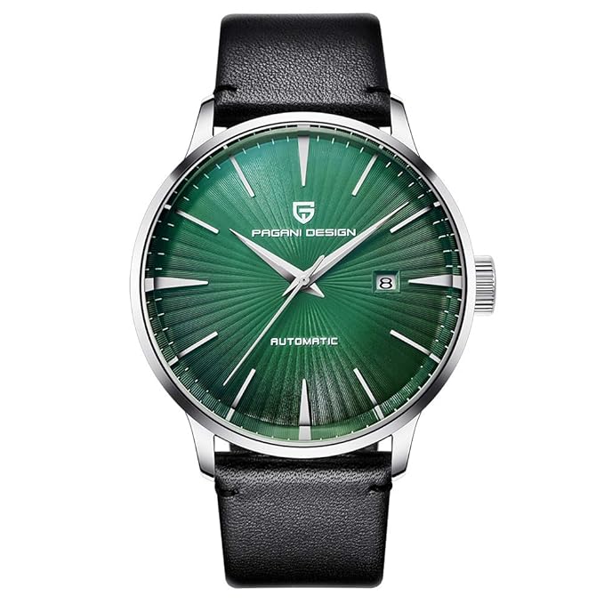 Fashion Men's Waterproof Stainless Steel Automatic Mechanical Watch, Date Display and Brown Leather Strap