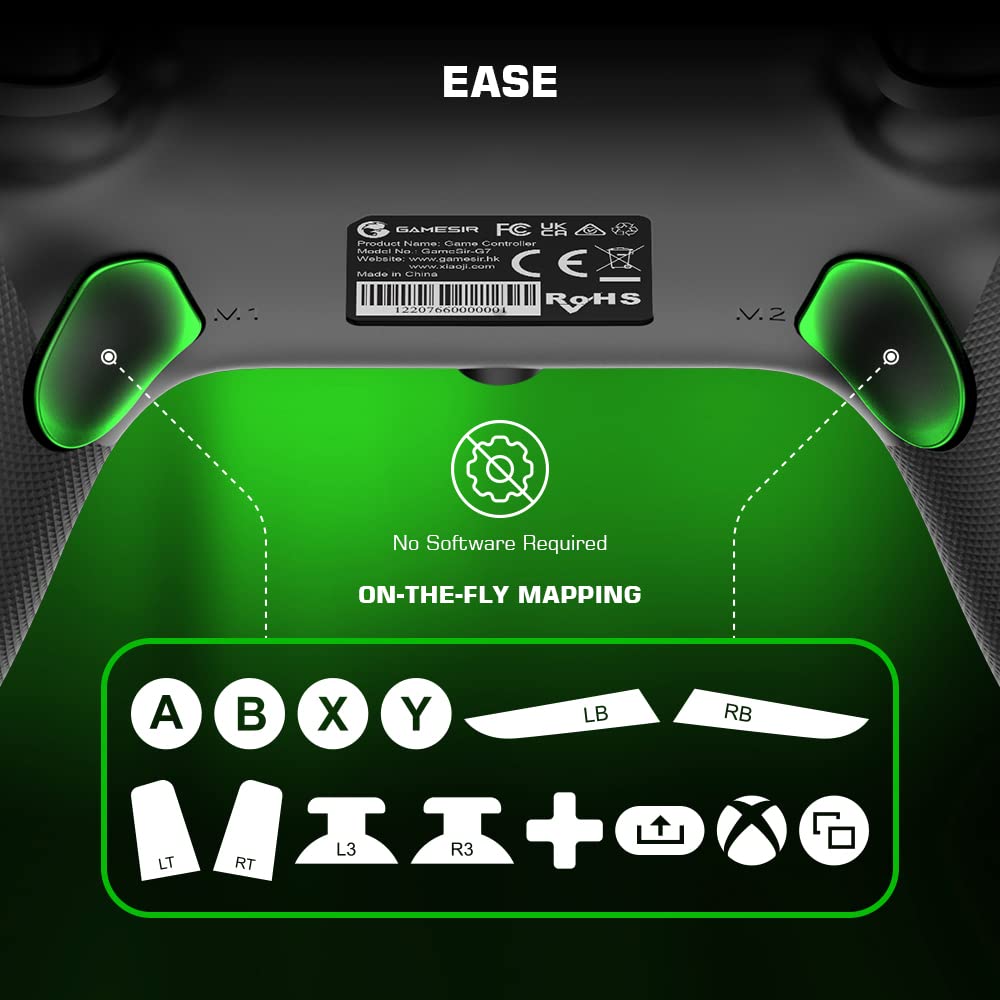 G7 Wired Controller for Xbox Series X|S, Xbox One, Windows 10/11 Black - with Interchangeable White Faceplate No Delay 3.5mm Studio Jack 4 Vibration Motors