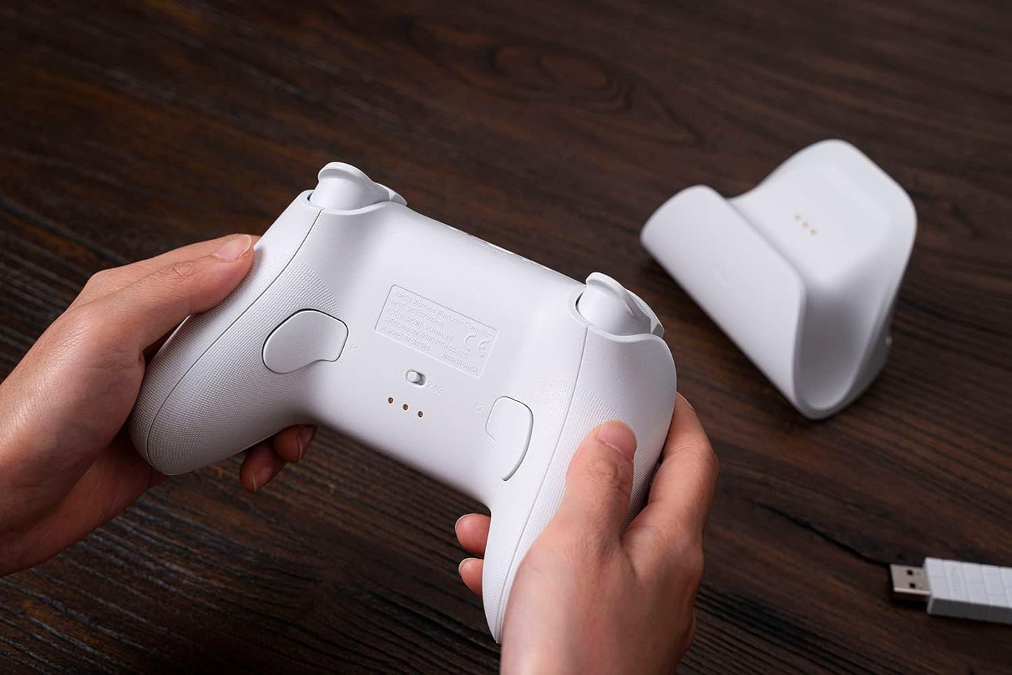 8Bitdo Ultimate Bluetooth & 2.4g Controller with Charging Dock 22 Play Hours, Wireless Switch Controller Gaming Controller USB Cable Gamepad for Switch and Windows (White)