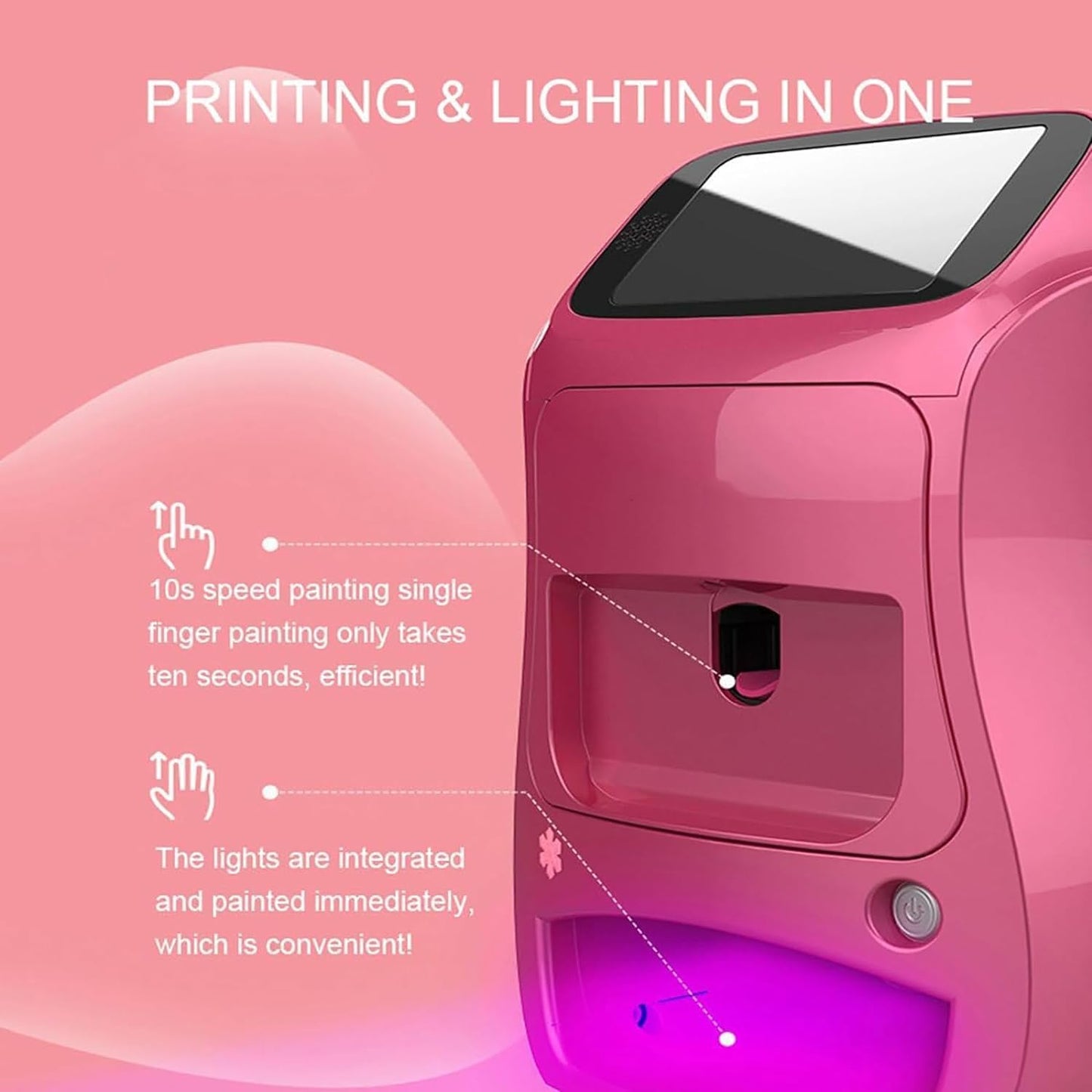 Painted Manicure Machine,3D Intelligent Automatic Nail Printer Nail Shaped Piece Printing Machine DIY Nail Printing Drying,with Touch Screen, for Nail Studio/Manicurist/Nail Lovers