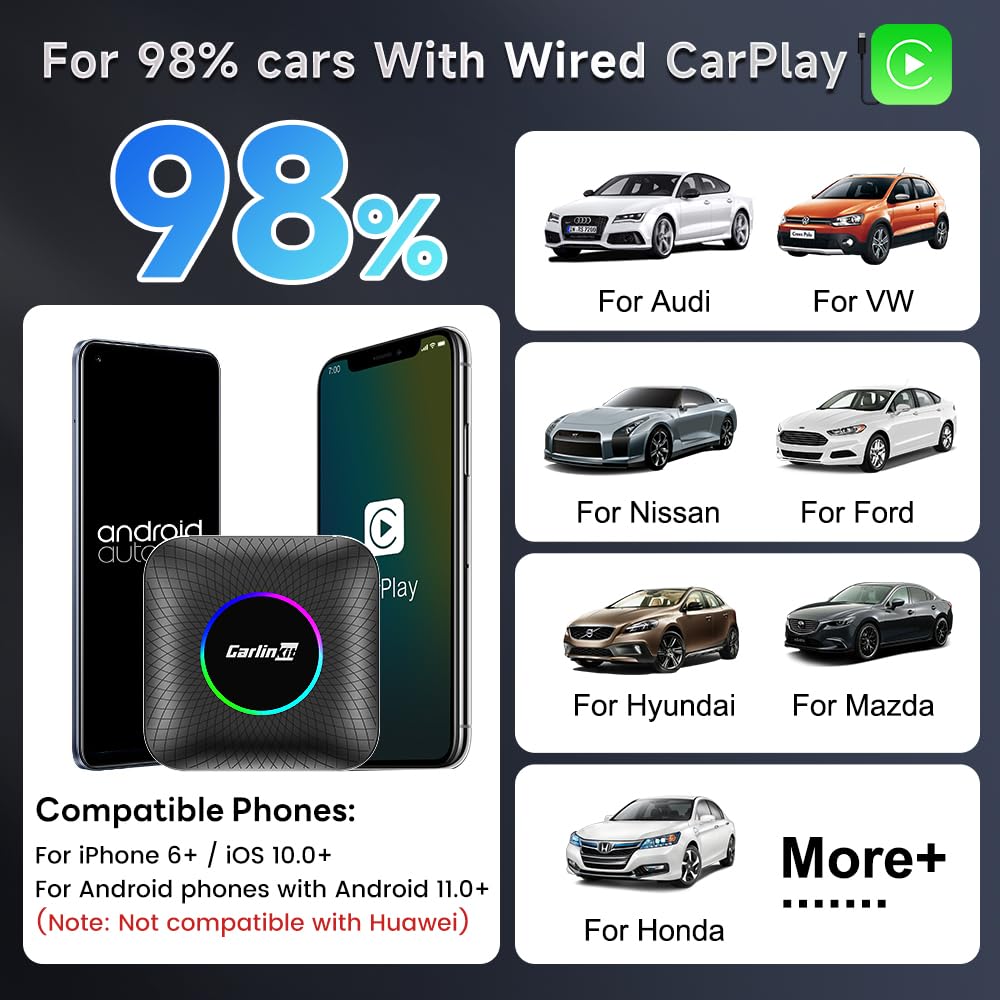 Carlinkit Ai Box Pro with Android 13.0, Transform Your Car into a Multimedia Hub with Qualcomm Octa-core 6125, 4+64GB Memory, and Built-in IPTV/Streaming Video and Bluetooth Gaming Controller