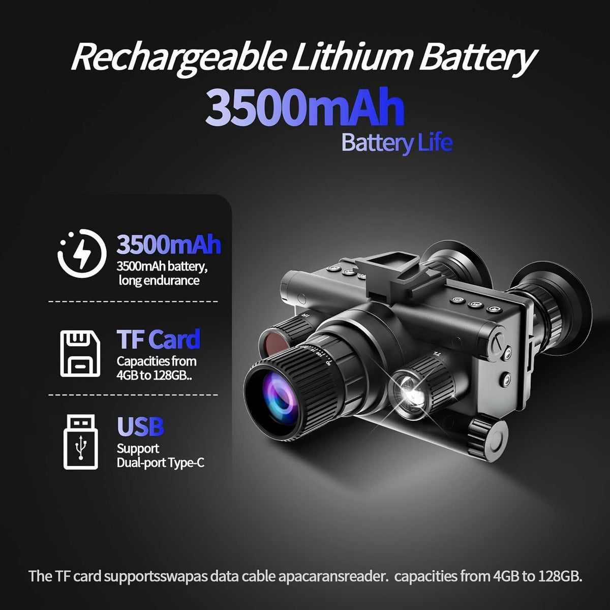 Calmora 4K Digital Infrared Head Mounted Night Vision Goggles for Adults, Thermal Goggles Military Tactical Night Vision Binoculars with 32G Memory Card
