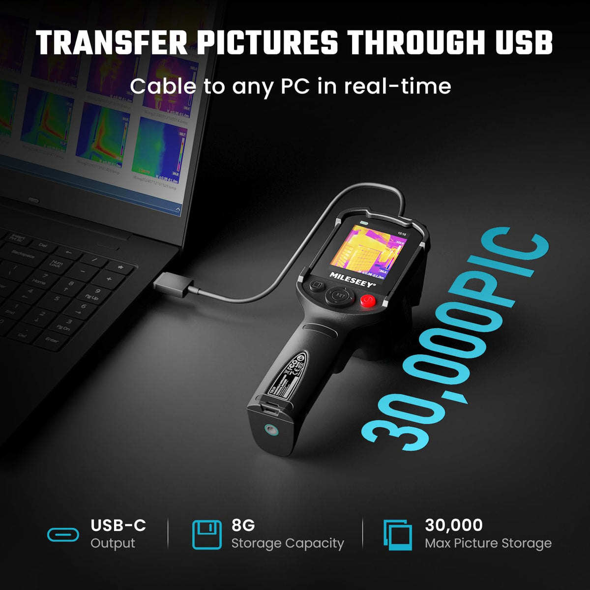 CALMORA TR10 Thermal Camera, Super Resolution 240 x 240, Refresh Rate 25 Hz, Portable Infrared Imager from -4°F to 1022°F, 8 Hours Battery Life