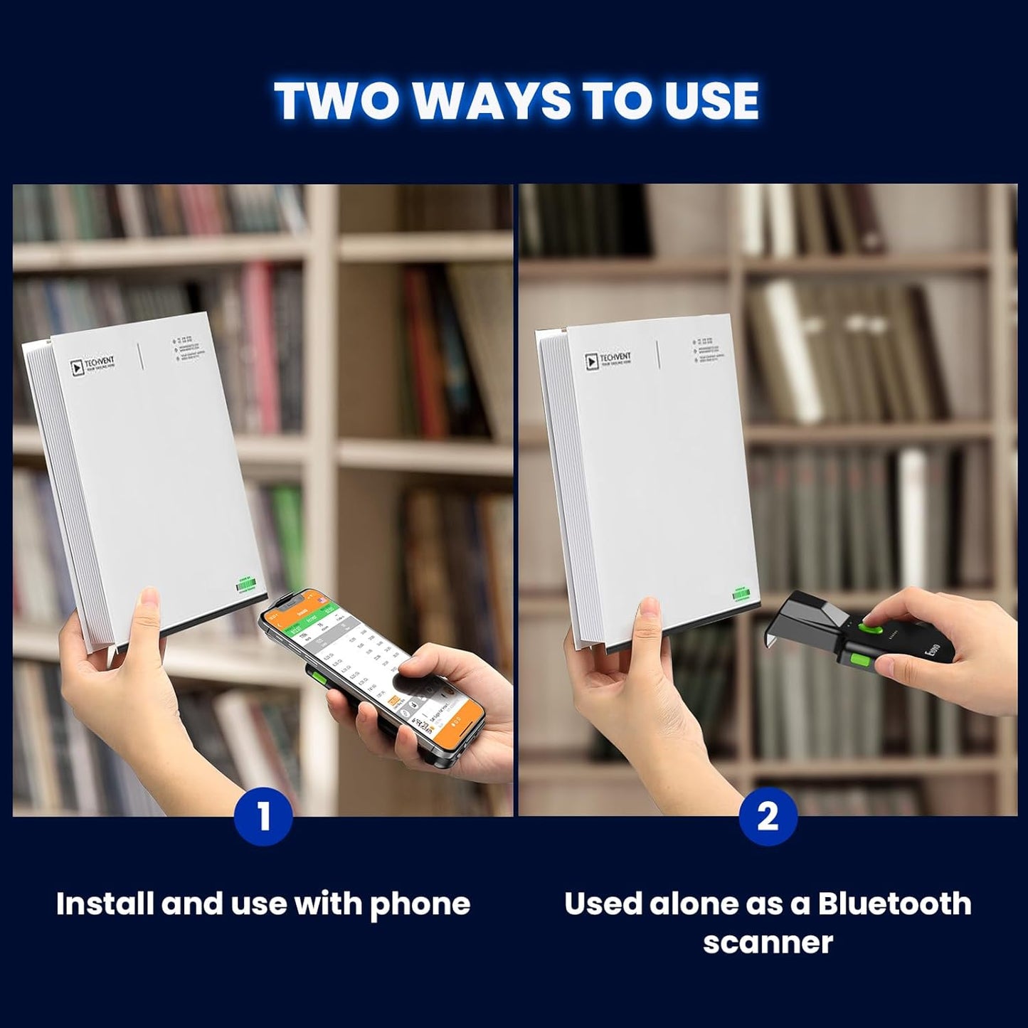 Back Clip Phone Barcode Scanner, Super 1D 2D QR Bluetooth Barcode Reader with 1600mAh Rechargeable Battery, iPad, iPhone and Android Compatible, for Inventory Management