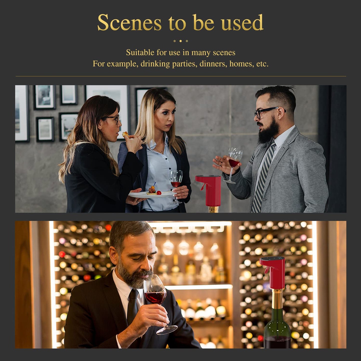 Wine Aerator – Electric Quantified Wine Pourer – Compact Wine Aerator Pourer with Adjustable Dispensing - Auto Drink Pourer for All Bottle Sizes – Easy to Use and Intuitive Design