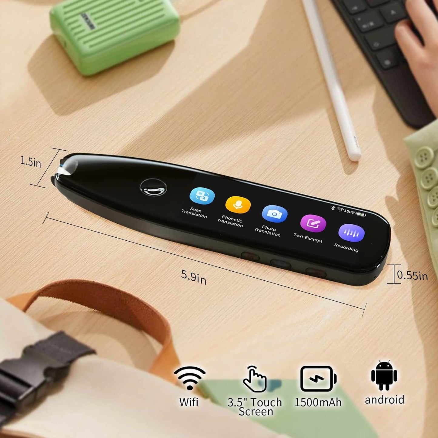 Adelagnes X5 Pro Language Translator Device Real Time Reader Scanner Pen Dictionary Voice Translator Support 112 Languages Text to Speech OCR/WiFi Translator Suitable for Meetings Travel Learning