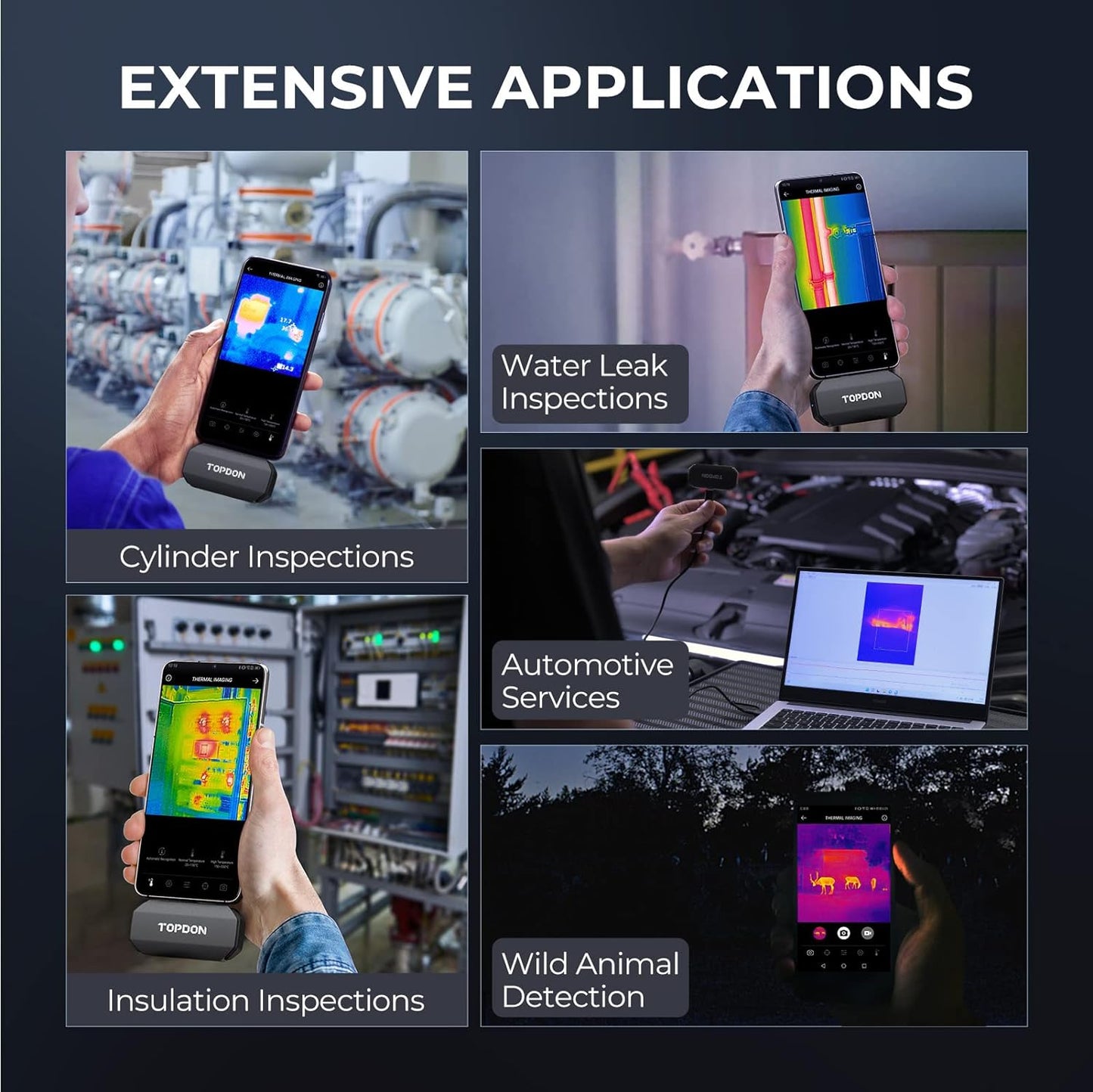 TOPDON TC001 Thermal Imaging Camera Android, 256x192 IR Resolution Thermal Imager with Secondary Analysis, Test Report, Temp Alarm, -4°F~1022°F TEM Range for Smartphones and Window (Space Gray)