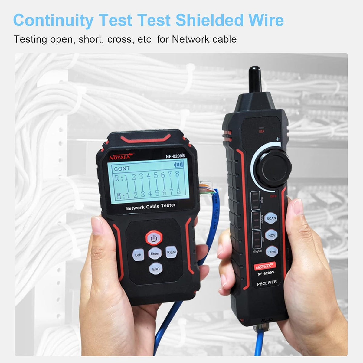 New Upgraded NF-8209S Network Cable Tester, Multifunctional Cable Length Tester for The CAT5, CAT6, LAN Cable Finder and POE Tester