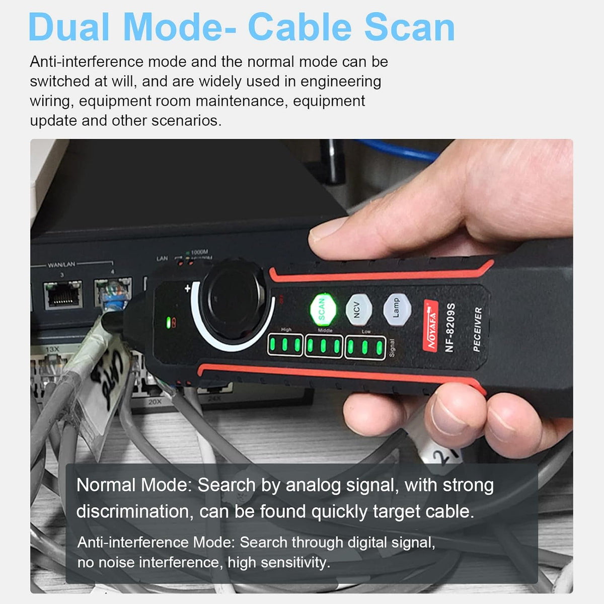 New Upgraded NF-8209S Network Cable Tester, Multifunctional Cable Length Tester for The CAT5, CAT6, LAN Cable Finder and POE Tester