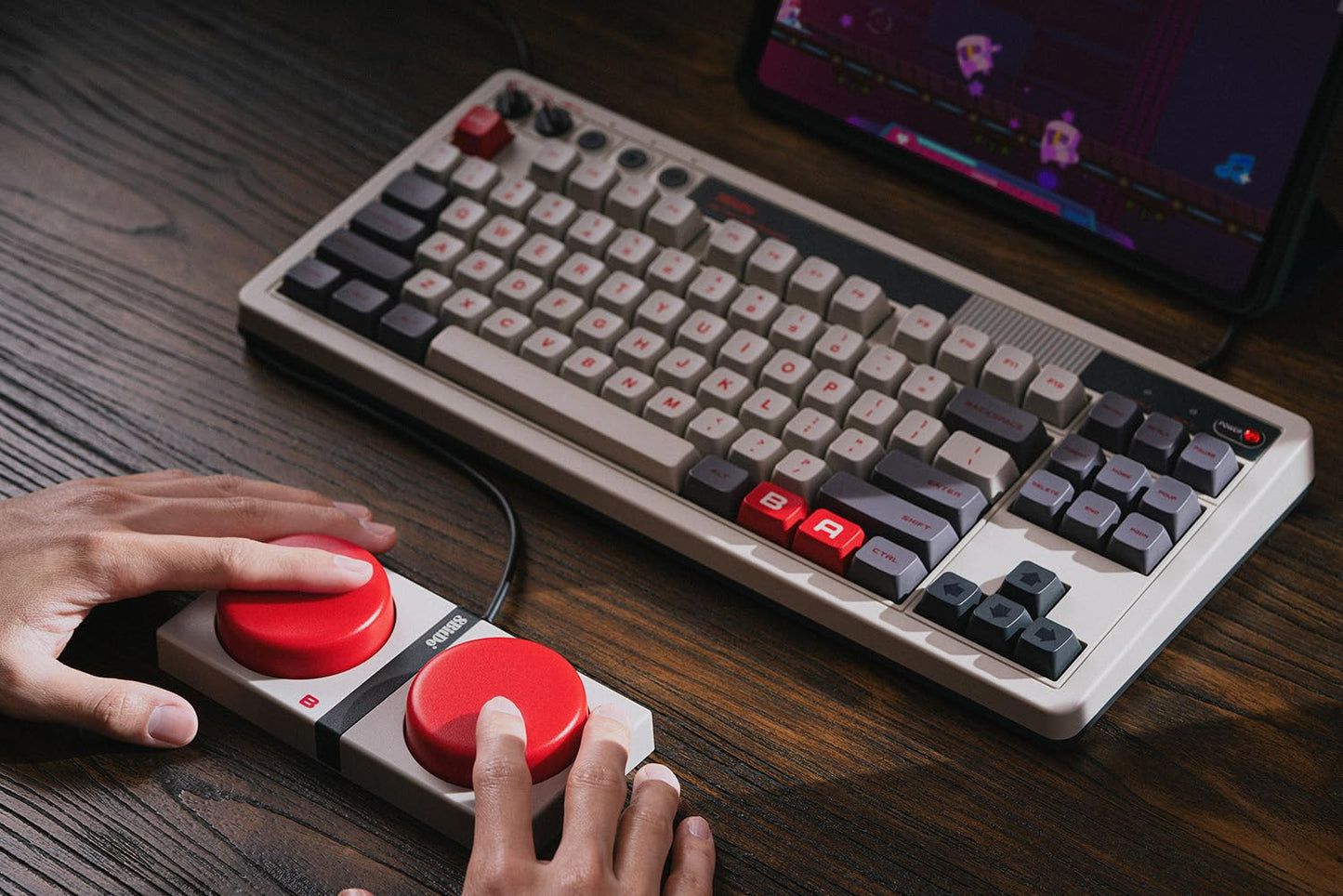 8Bitdo Mechanical Keyboard, Bluetooth/2.4G/Usb-C Hot-Swappable Gaming Keyboard, 87 Keys, English Layout, Dual Super Programmable Buttons Suitable For Windows And Android (N Version)