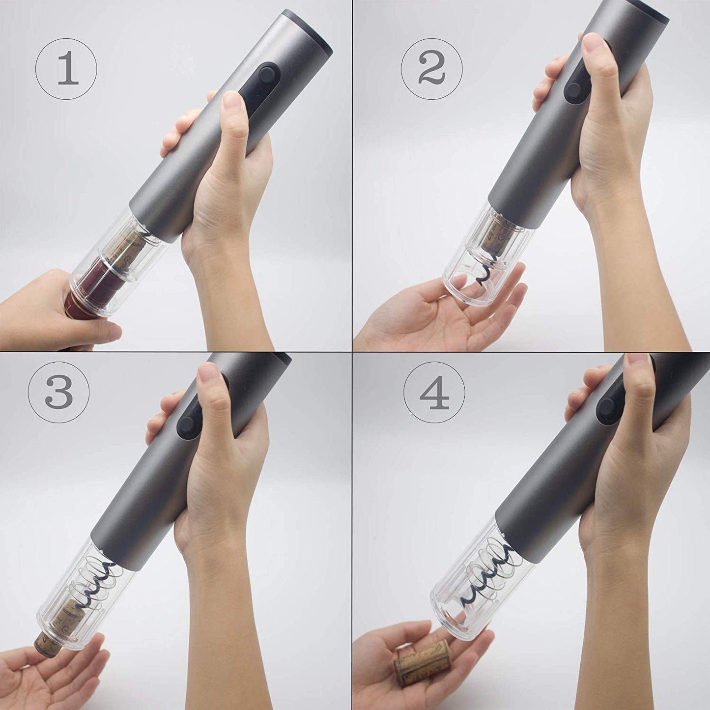 Wine Opener Electric,Wine Bottle Opener, Stainless Steel Corkscrew Battery Powered Cordless Wine Opener Kit with Foil Cutter USB Charger