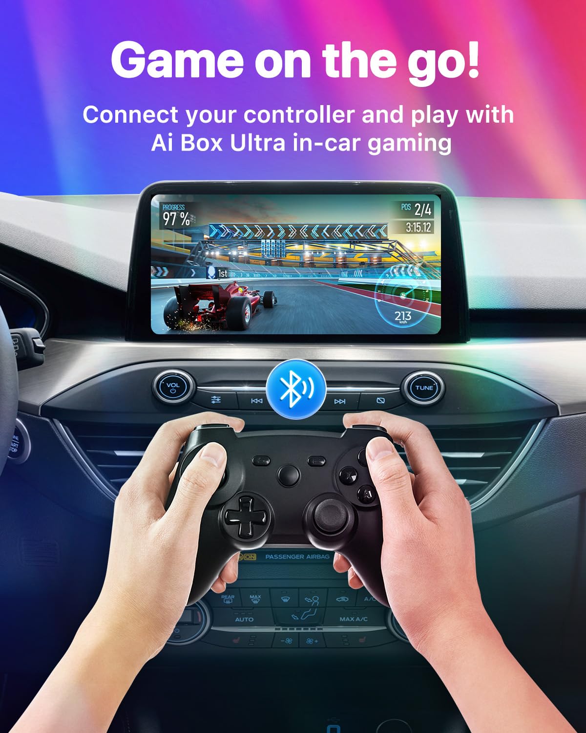 Carlinkit Android 13.0 Ai Box, Ultra Series, Powerful Multimedia Adapter with 8+128GB Qualcomm 8-cores, Built-in Wireless CarPlay/Android Auto/Google Play Store, Only Fit for Wired CarPlay Vehicles