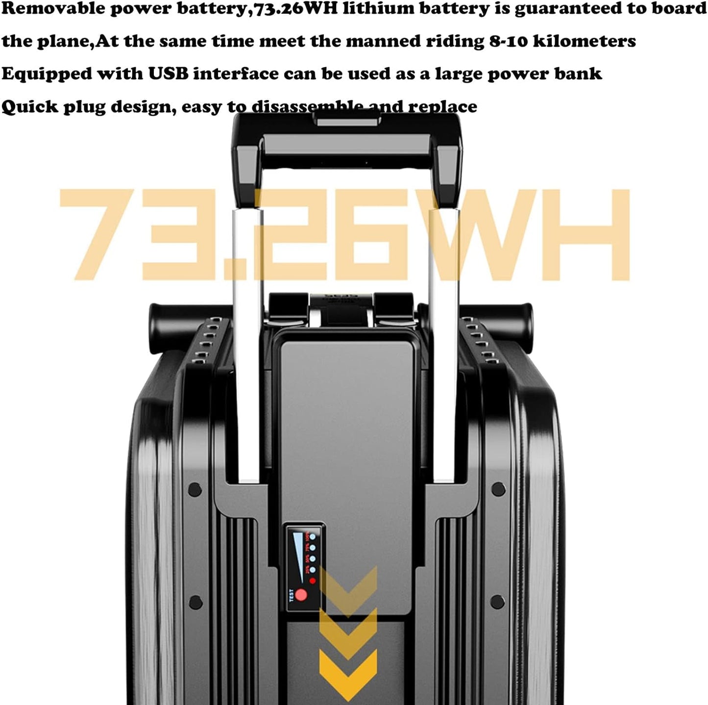 Rideable Electric Trolley Case, 20 Inch Smart Rideable Electric Trolley Case, Travel Suitcase Built-In TSA Lock, USB Charging Port, Suitable For Business Trip,Commute,Campus Activity black