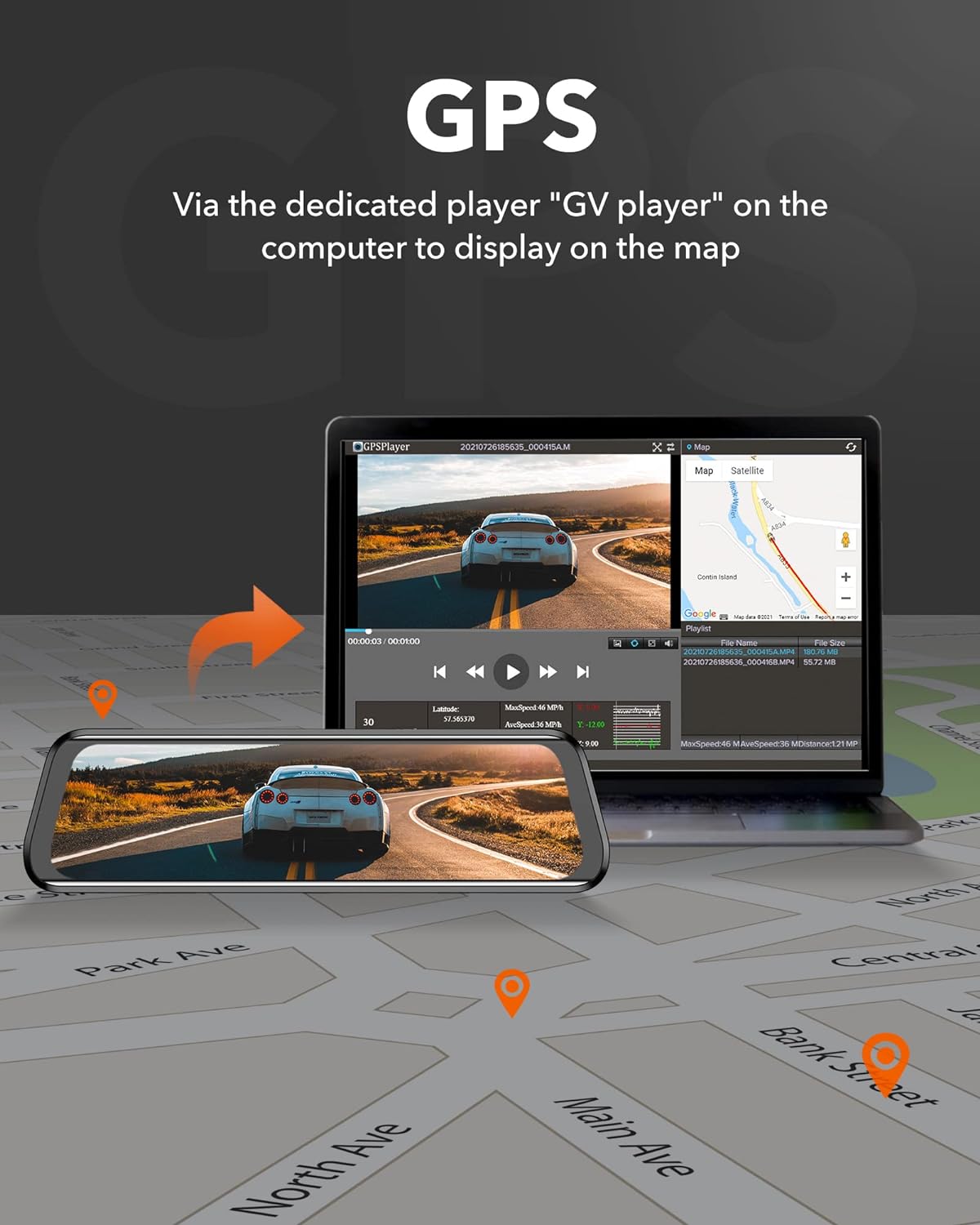 WOLFBOX 2.5K Dash Cam Mirror for Car, Rear View Mirror Camera with 10" IPS Full Touch Screen, Dual Dash Camera 1440P Front and Rear Mirror with 1080P Backup Camera, Free Card & GPS