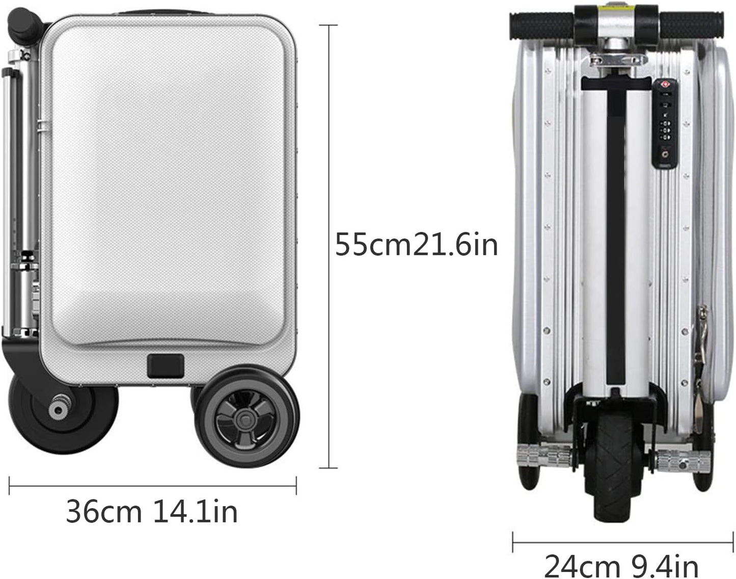 Rideable Electric Trolley Case, 20 Inch Smart Rideable Electric Trolley Case, Travel Suitcase Built-In TSA Lock, USB Charging Port, Suitable For Business Trip,Commute,Campus Activity black