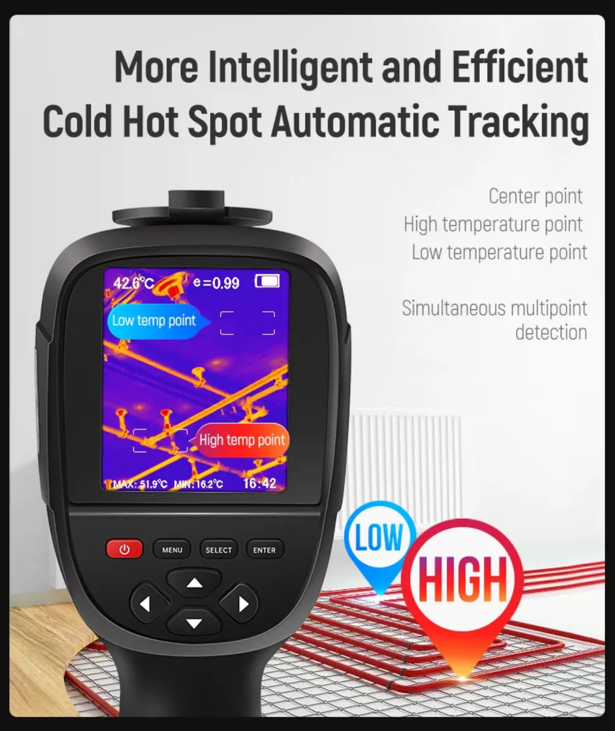 GOYOJO 256x192 Hti-18+ Thermal Imaging Camera with Dual-Light Fusion, -4~1022°F, Handheld Infrared Thermography for Home Inspection HVAC Electrical Plumbing Leak Detection and Mechanical Maintenance