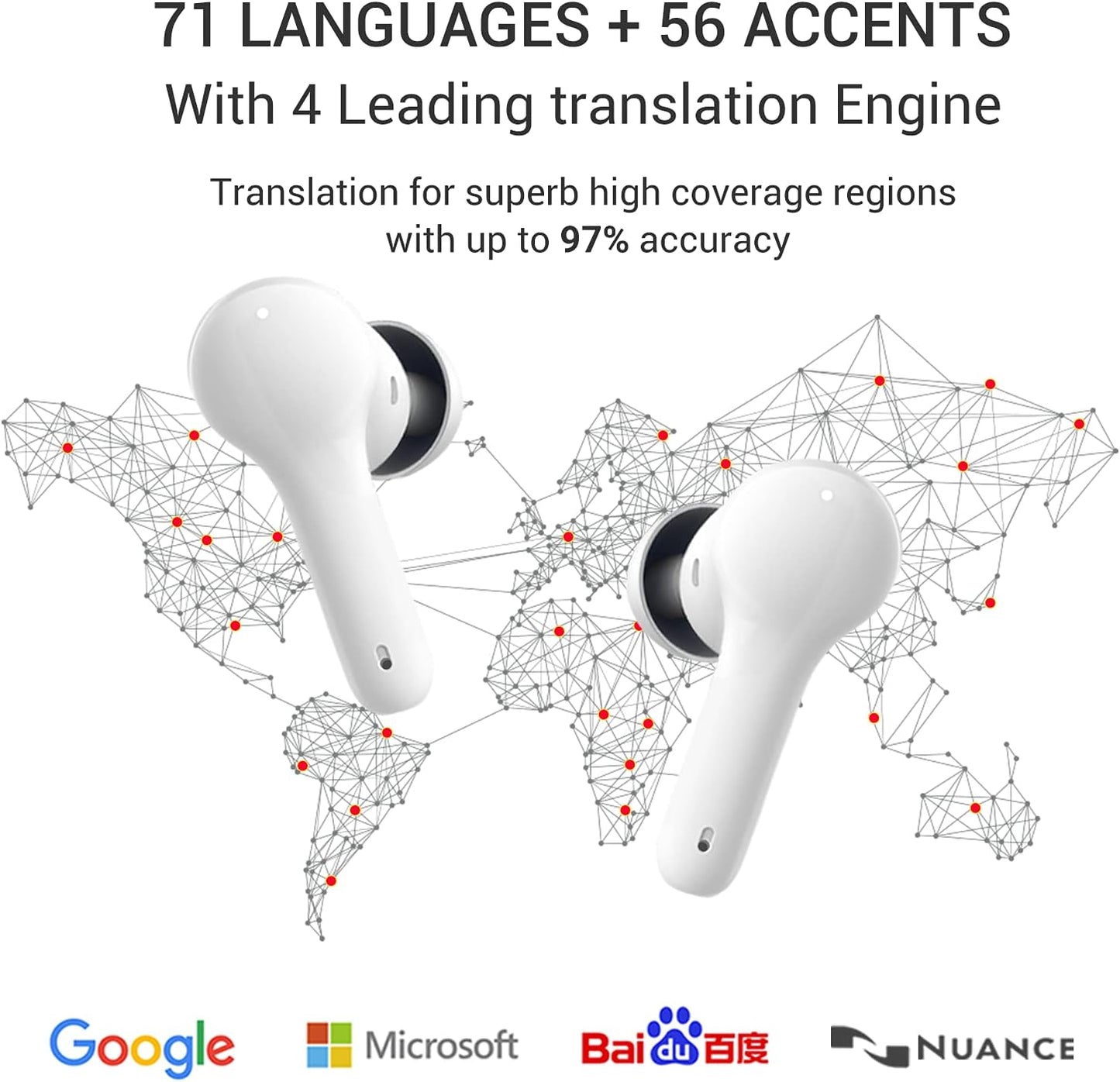 ANFIER M6 Translator Earbuds Language Translator Device Updated Chip 144 Languages and Acccents 0.5s Rapid Translation Music Calling and Translation (with Offline Package)