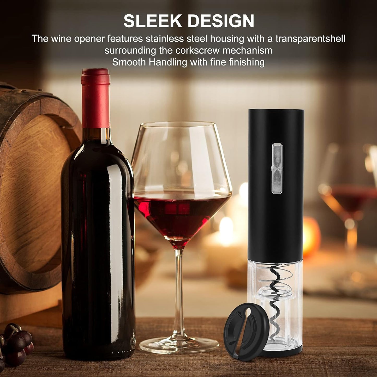 Electric Wine Opener, Type-C Charging Wine Corkscrew Bottle Opener With Foil Cutter, COKUNST Automatic Rechargeable Wine Openers With LED Light For Home Party Restaurant