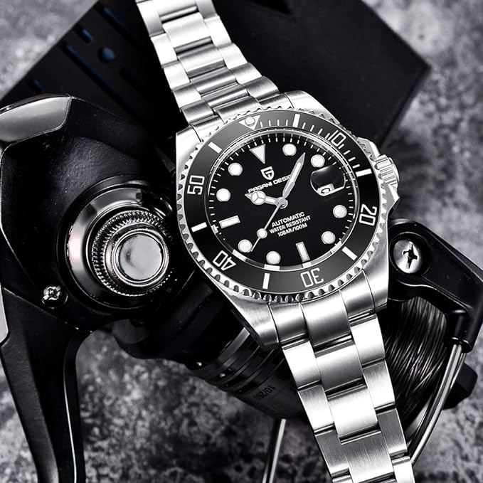Men’s Watches Full Automatic Mechanical Wrist Watch for Men Stainless Steel Fashion Casual Business Dress Analogue Watch Man