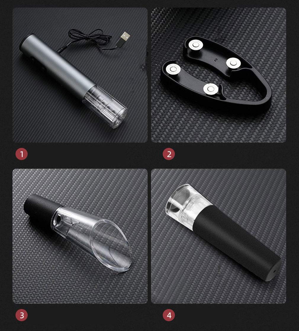 Wine Opener Electric,Wine Bottle Opener, Stainless Steel Corkscrew Battery Powered Cordless Wine Opener Kit with Foil Cutter USB Charger