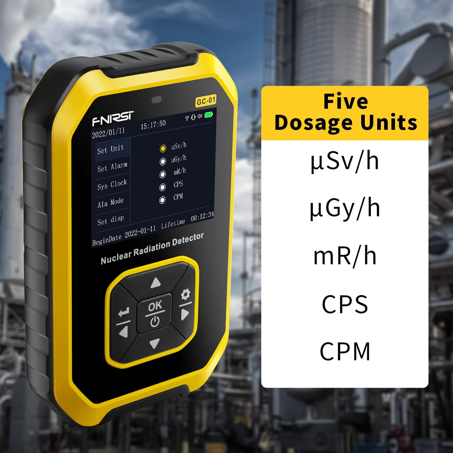 Geiger Counter Nuclear Radiation Detector - Radiation Dosimeter with LCD Display, Portable Handheld Beta Gamma X-ray Rechargeable Radiation Monitor Meter, 5 Dosage Units Switched,0.0μSv-500mSv