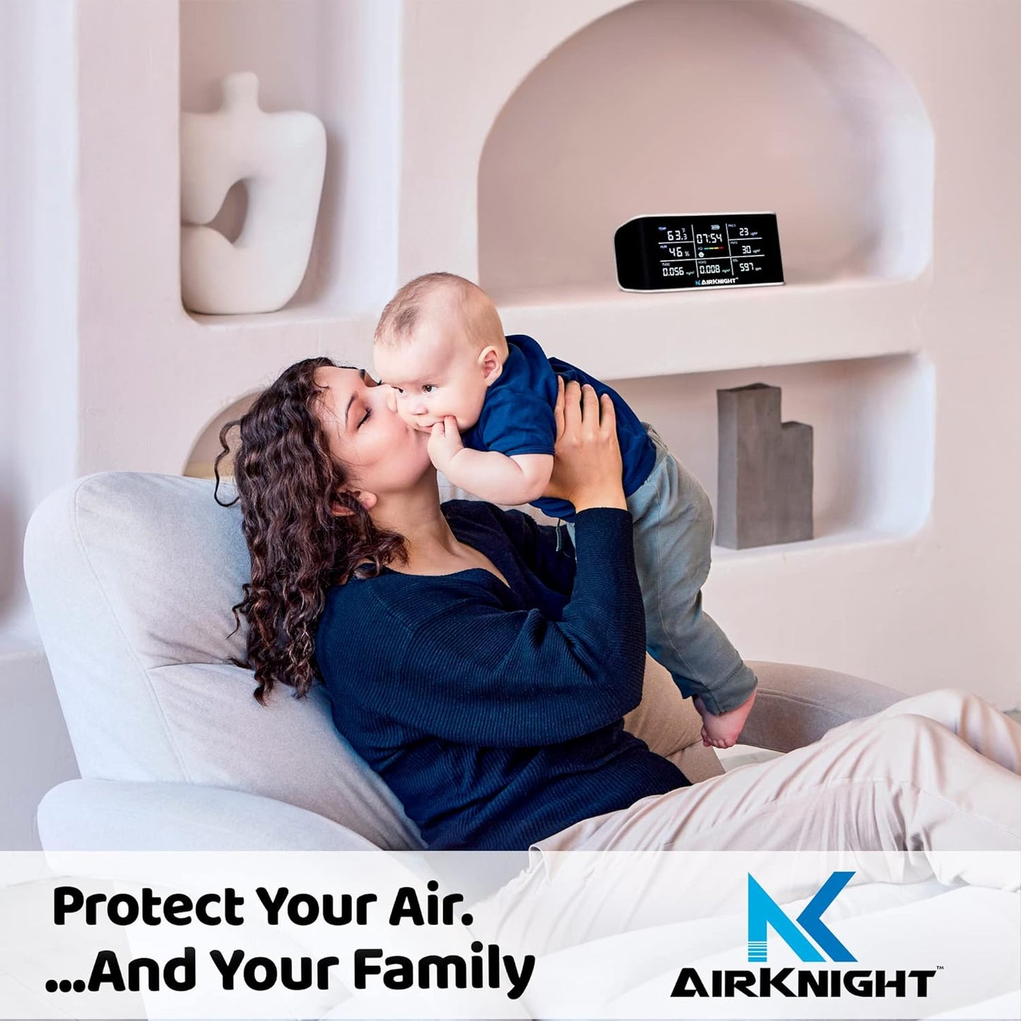 AirKnight 9-in-1 Indoor Air Quality Monitor, Portable CO2 Monitor | VOC Sensor | Formaldehyde Detector