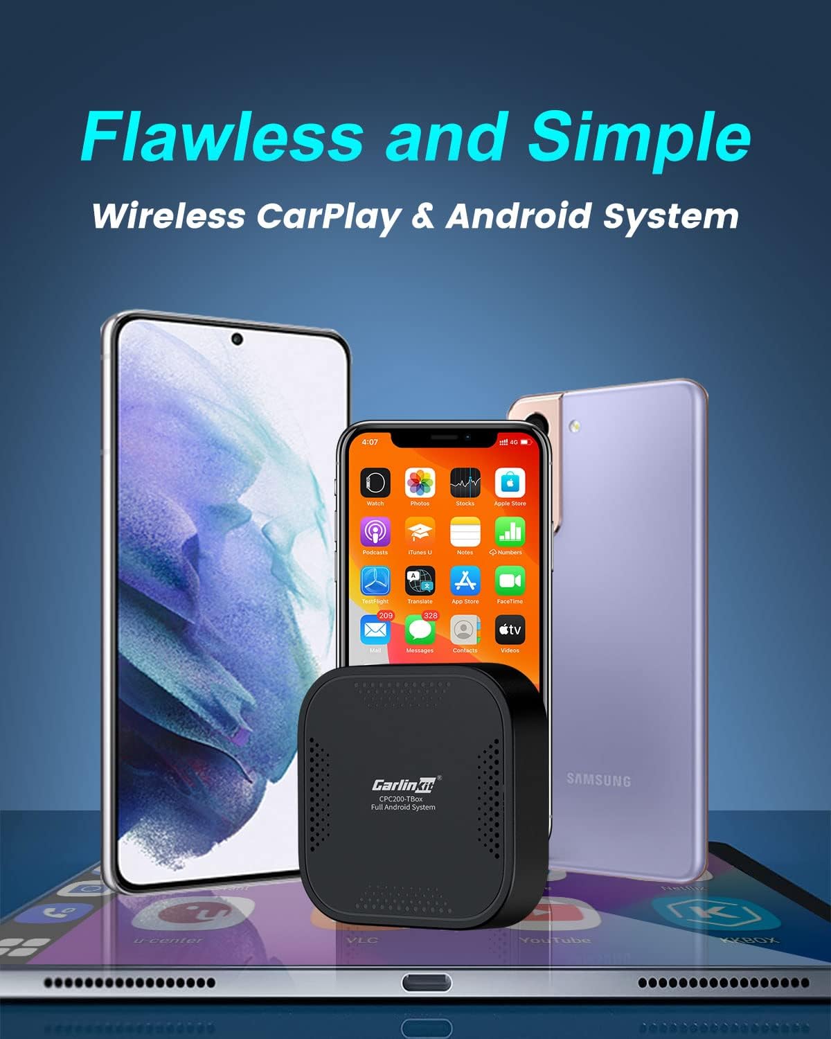 2023 CarlinKit ai Box Android Auto Wireless 4G Cellular,4+64G,8Core, Only Fit for Cars with OEM/Factory Wired CarPlay,Wireless CarPlay&Android System,Built-in Navigation,Support YouTube Netflix,etc