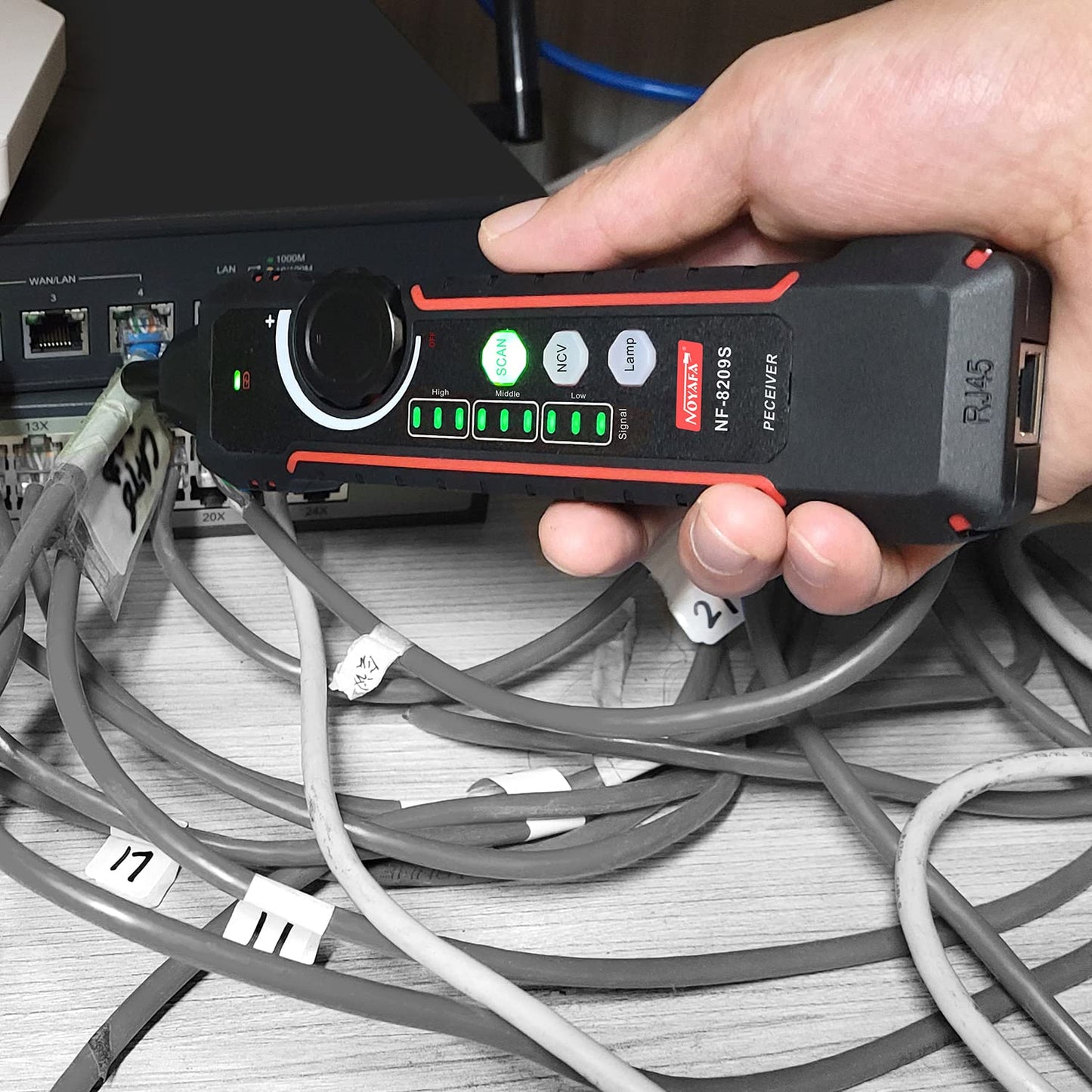 NOYAFA NF-8209S Upgrade Advanced Network Cable Tester with PoE& NCV,Cable Length Test,Port Flashing,Multifunction Anti Interference Scanning Modes Wire Tracker