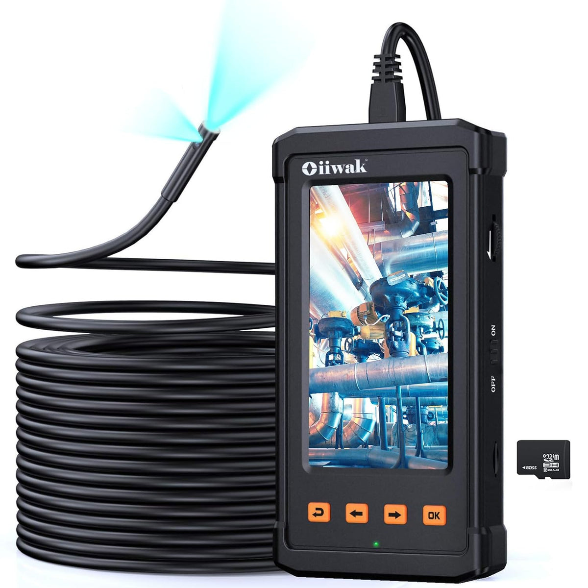 Dual Lens Endoscope for Industrial Sewer Pipe Drain Plumbing Inspection Camera Snake with Light IP68 Waterproof(15m)