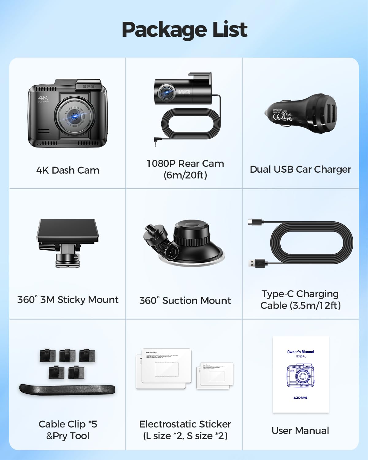 4K HDR Dash Cam Front and Rear with 4-Megapixel Image Sensor, 128GB eMMC, ADAS, 4K+1080P Dash Camera, 5GHz WiFi GPS 24H Parking Mode Car Camera (Delivery in 12 Days)