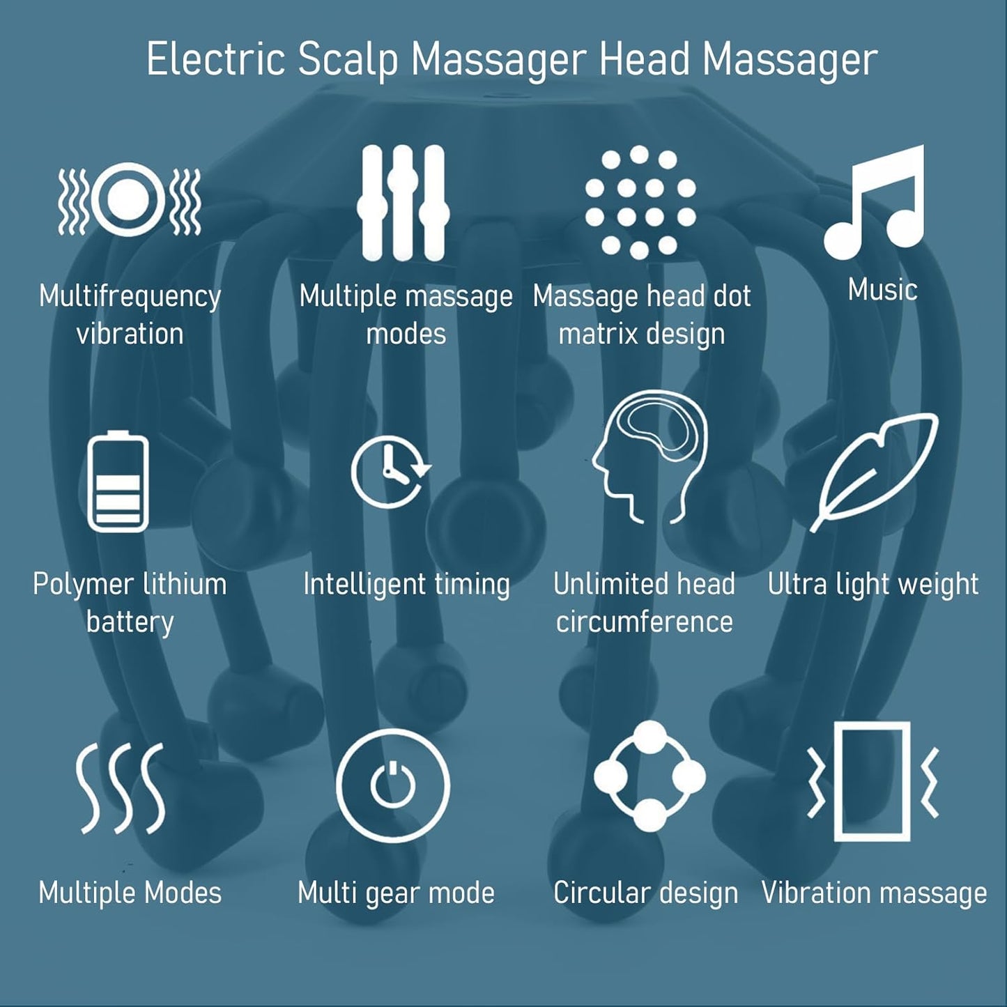 Calmora Octopus Shaped Electric Head Massager Electric Scalp Massager with Red Light