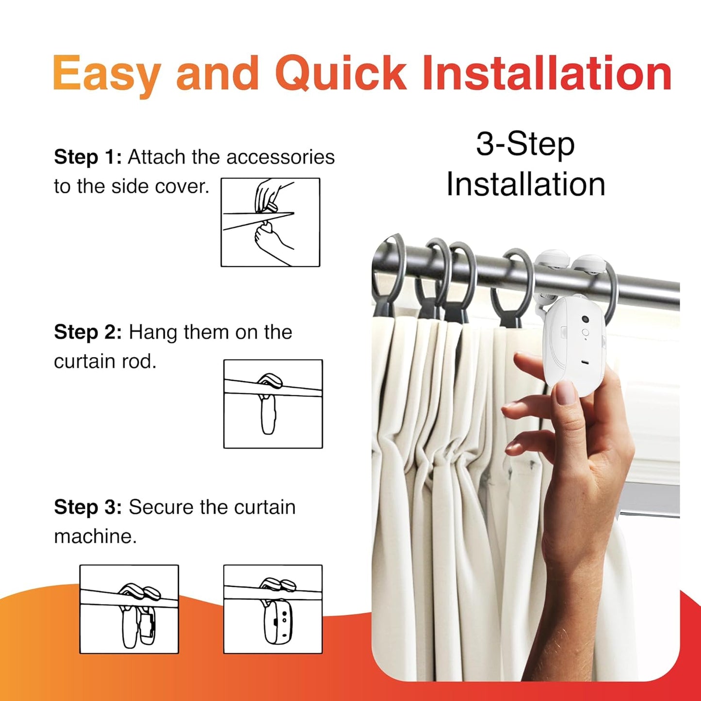 Calmora Automatic Smart Curtain Opener Closer- Bluetooth Remote Control Electronic Auto Curtain Mover Gadget With App Timer- High Performance Electric Curtain Robot Motor Work With Alexa Google