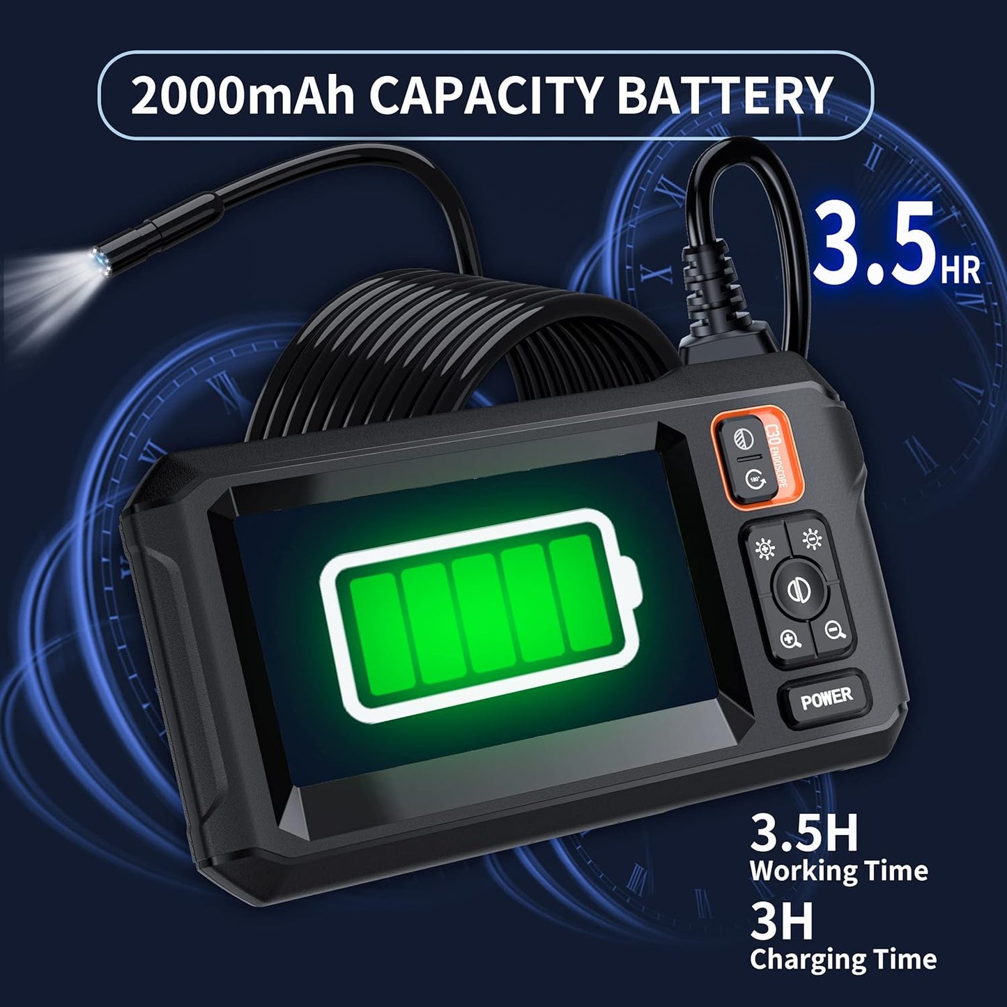 Daxiongmao Borescope, Endoscope Camera with Light, IP67 Waterproof Endoscope, 1080P HD Inspection Camera, Borescope Camera with Light, Snake Camera, 16.5ft Endoscope Camera, Gadgets for Men (4.3”)