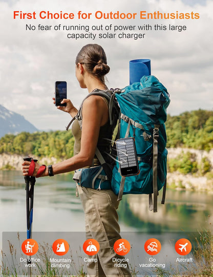 CALMORA 20W Fast Charging External Batter, 40000mAh Built in 4 Cables with Dual Bright Flashlights for Camping, Hiking, and Outdoor Use