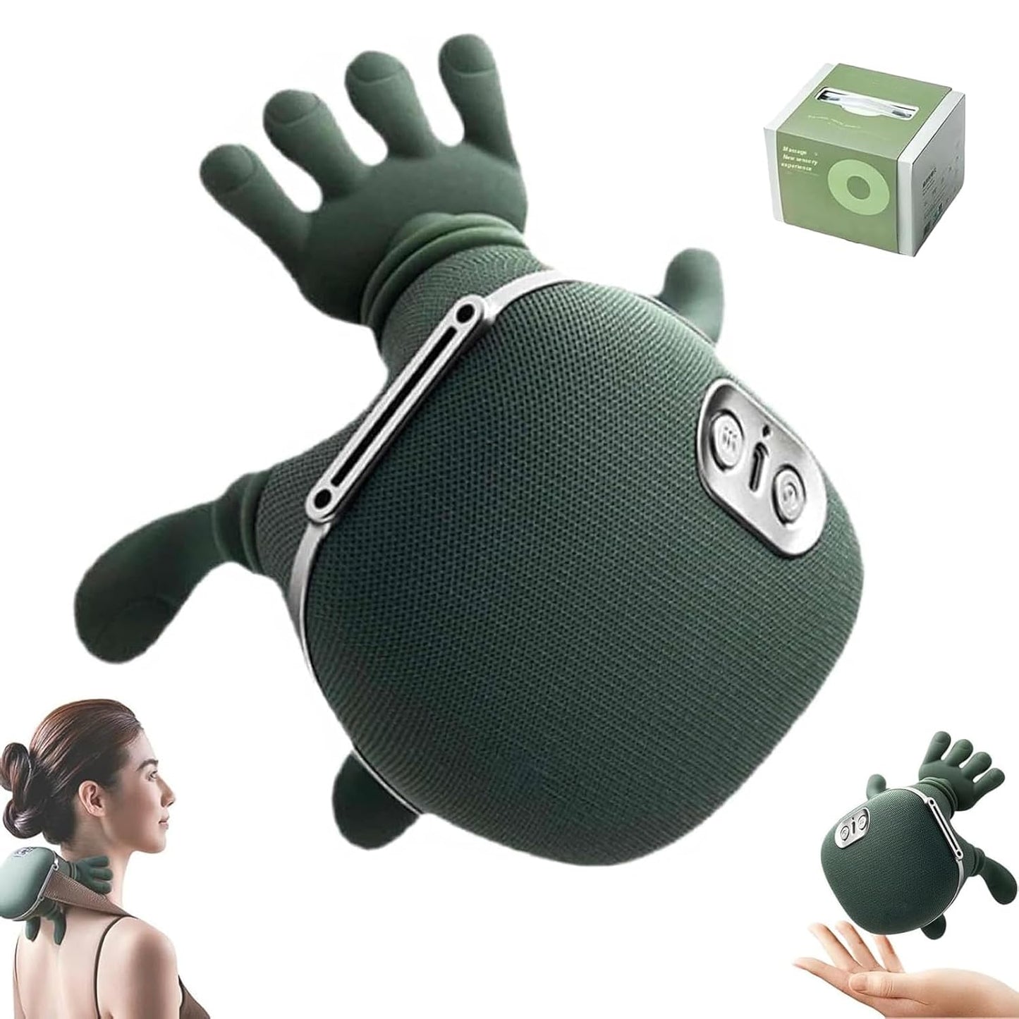 CALMORA Bionic Hand Design, Deep Tissue Shiatsu Kneading, Massage Master Electric Neck Massager, Heat Therapy, Shoulder Back Pain Relief with Eye Mask