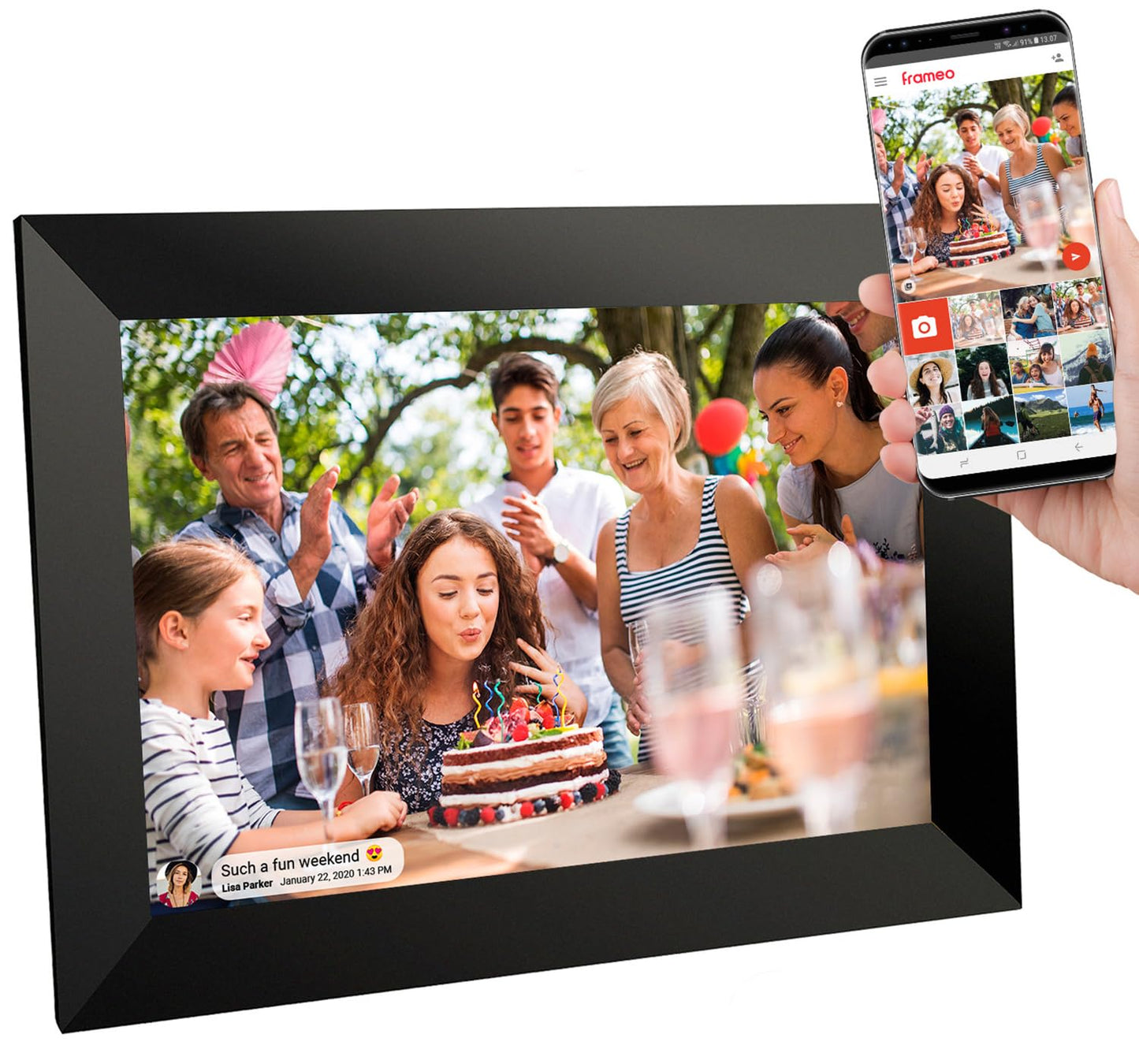 Calmora 10.1 Inch 32GB WiFi Digital Picture Frame 1280x800 IPS LCD Touch Screen, Auto-Rotate, Wall Mountable, 32GB Memory, Share Photos/Videos Instantly via Frameo App from Anywhere