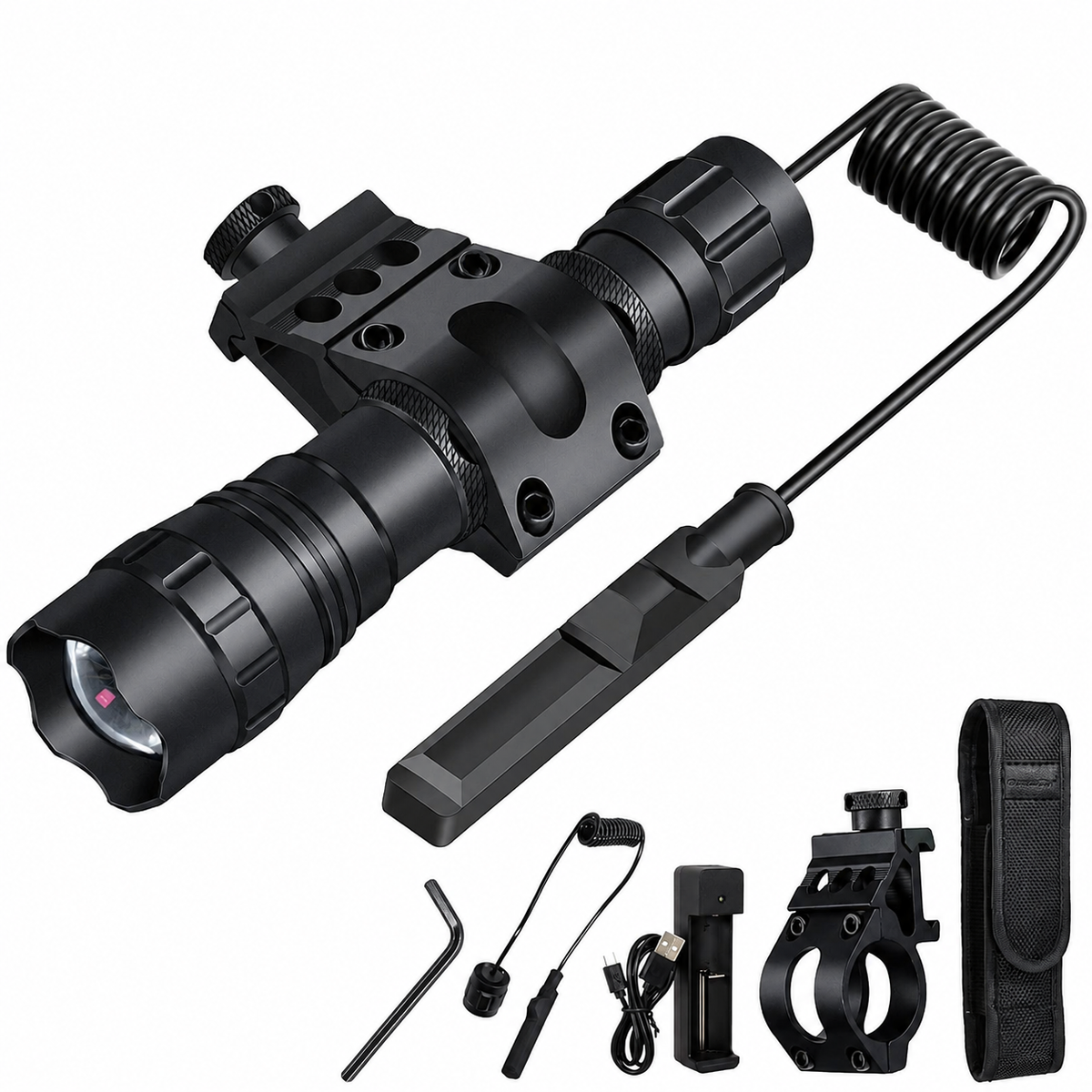 CALMORA IR Flashlight Infrared 850nm Light LED Rechargeable Mini for Night Vision, Handheld Tactical ir Illuminator, Focus Adjustable, Portable for Hunting, Observation, Search, with Clip