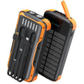 Calmora Solar Charger Power Bank, 40000mAh, PD 20W Fast Charging, Built-in 4 Cables, Dual Flashlights, IP67 Waterproof, for Camping and Hiking
