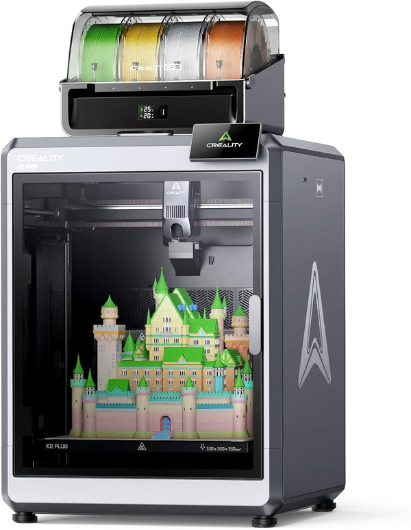 K2 Plus Combo 3D Printer, Multi Color Printing with New CFS, Max 600mm/s Printing Speed, Full-auto Leveling, Next-Gen Direct Drive Extruder, Dual Al Camera, Build Volume 350 * 350 * 350mm