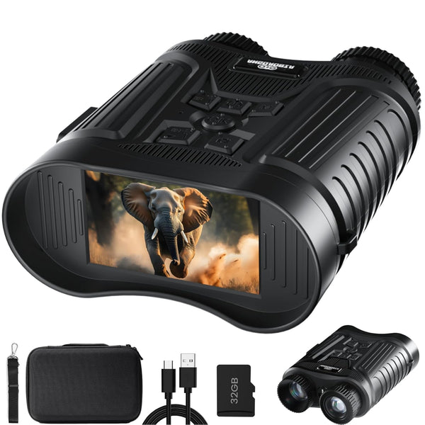 Calmora Night Vision Goggles, 4K Night Vision Binoculars for Adults, 3'' HD Screen & 8X Digital Zoom External Flashlight, 2000FT Viewing Range for Outdoor Camping